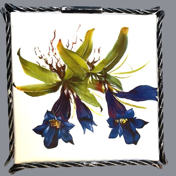 Vintage VILLEROY & BOCH Tile Trivet Blue Floral - Picture 4 of 9